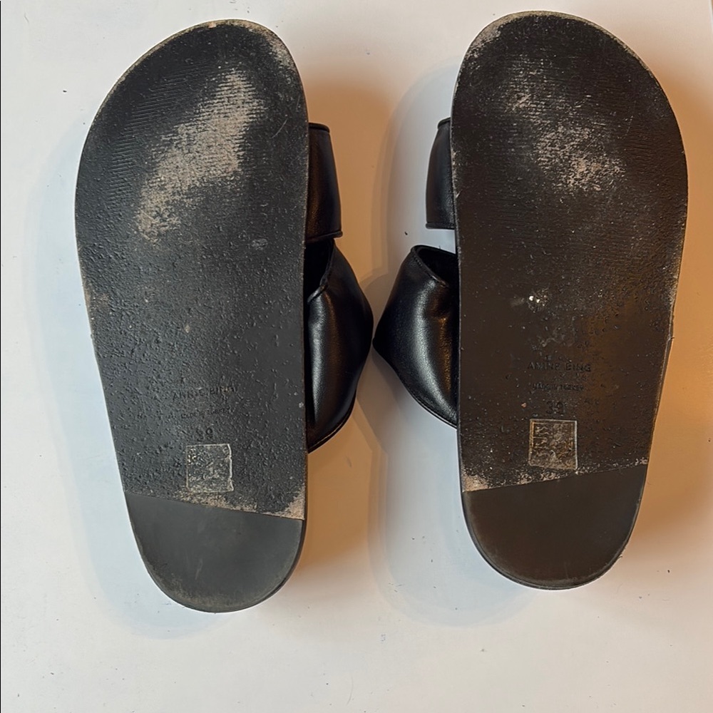 Anine Bing Black Leather Sandals - Picture 3 of 3
